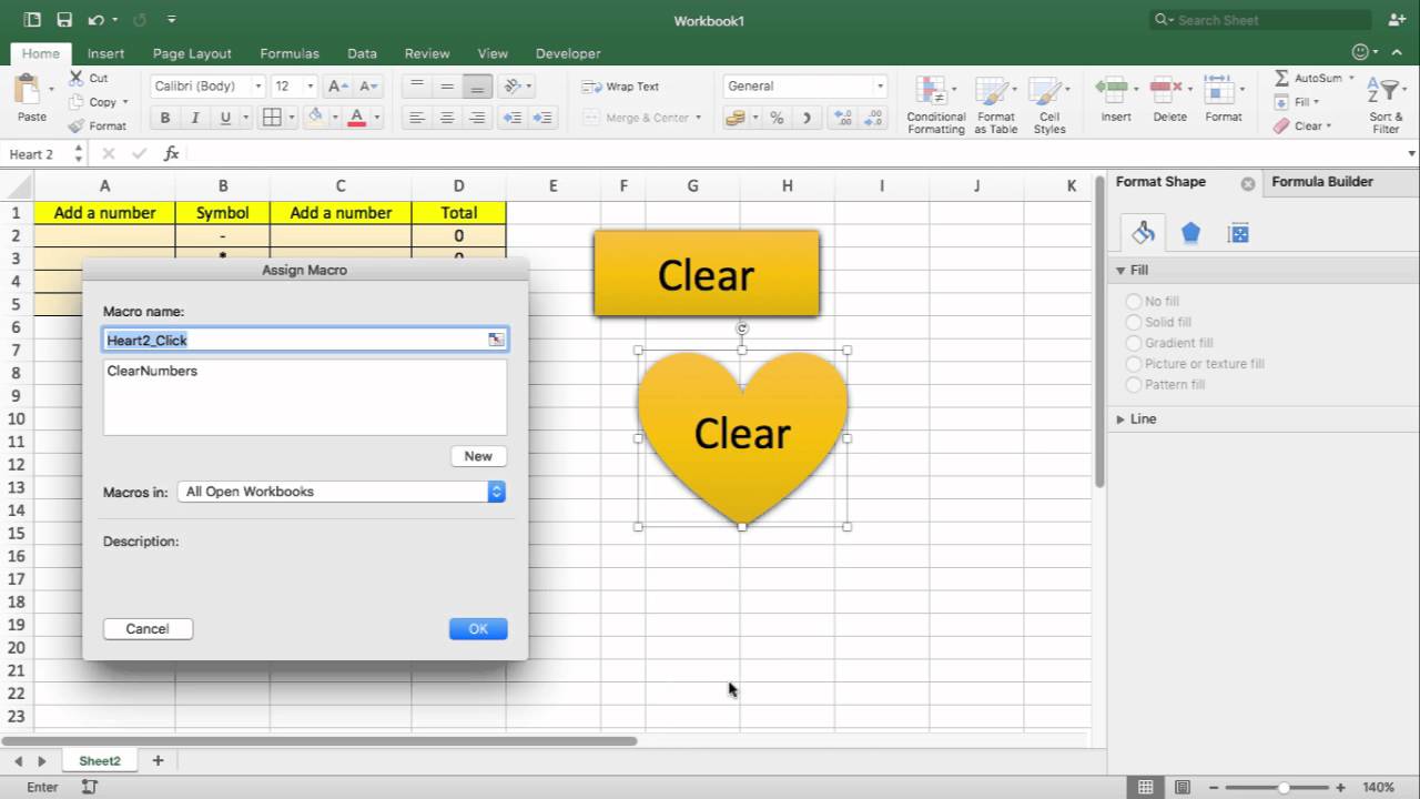 assign a macro to a button in excel for mac
